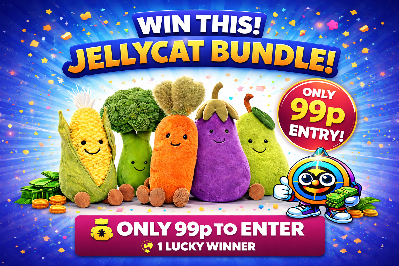 🥦Win the Jellycat Veggie Plush Bundle – Only 99p Entry!