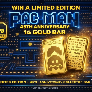 Pac-Man 45th Anniversary 1g Gold Bar – Limited Edition | 149 Tickets Only🎮