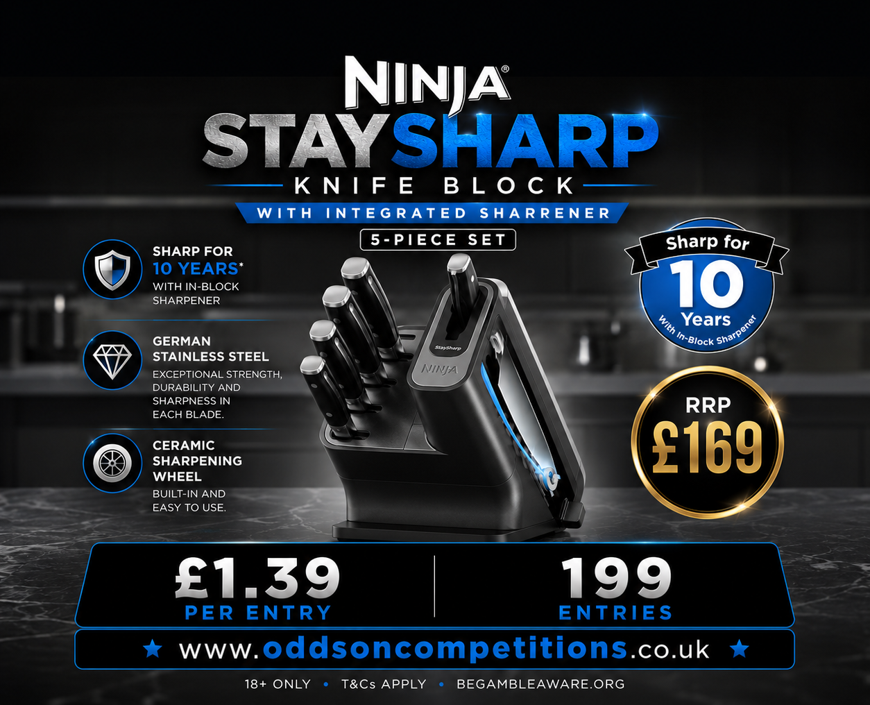 🔥 Upgrade Your Kitchen with the Ninja StaySharp Knife Block – Stay Sharp 10 Years – RRP £169