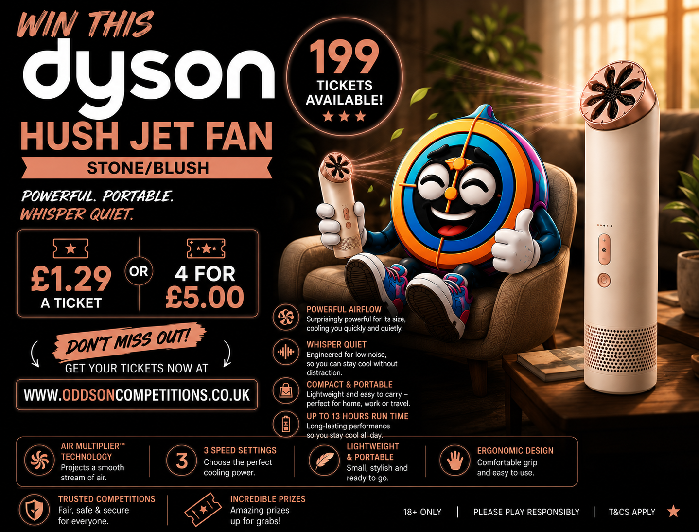 🌬️✨ WIN A DYSON HUSH JET FAN – STONE/BLUSH! ✨🌬️