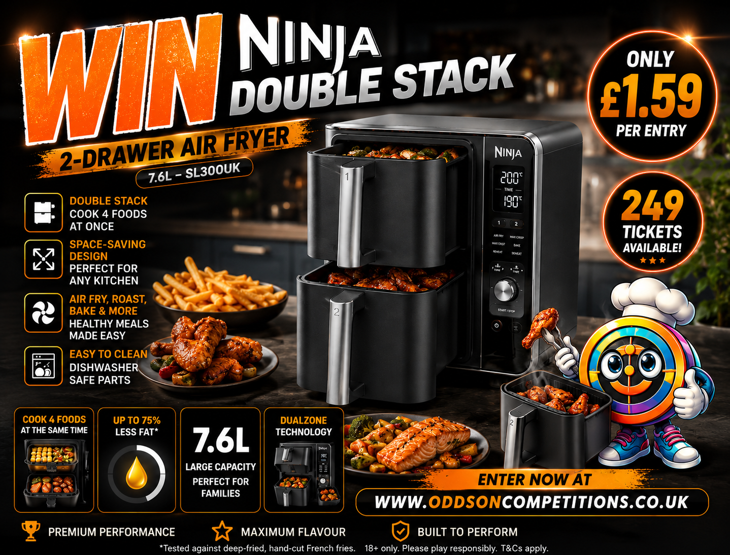 🍟🔥 WIN A NINJA DOUBLE STACK 2-DRAWER AIR FRYER! 🔥🍟
