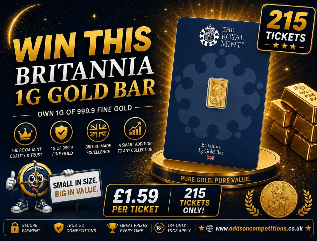 🥇 WIN A ROYAL MINT BRITANNIA 1G GOLD BAR! ✨