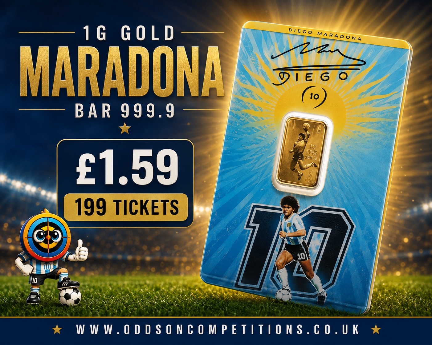 WIN A 1G PAMP DIEGO MARADONA GOLD BAR 999.9 ⚽🥇£1.59