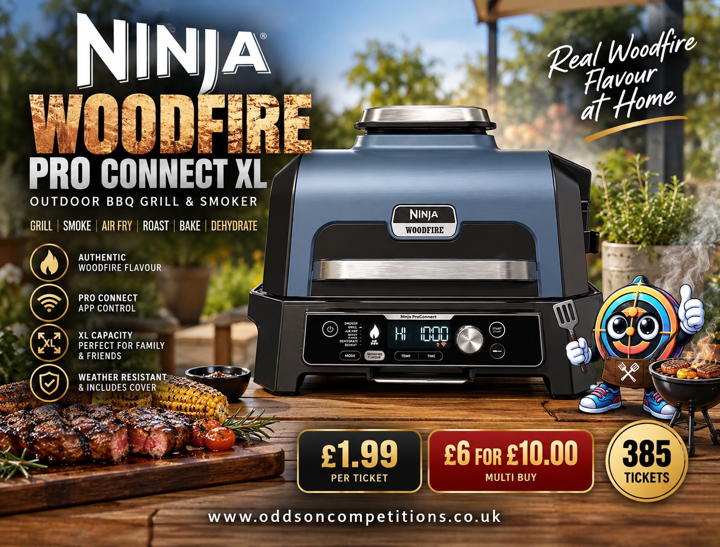 🔥 Win a Ninja Woodfire Pro Connect XL Outdoor Electric BBQ Grill & Smoker 🔥- £1.99 Per Ticket