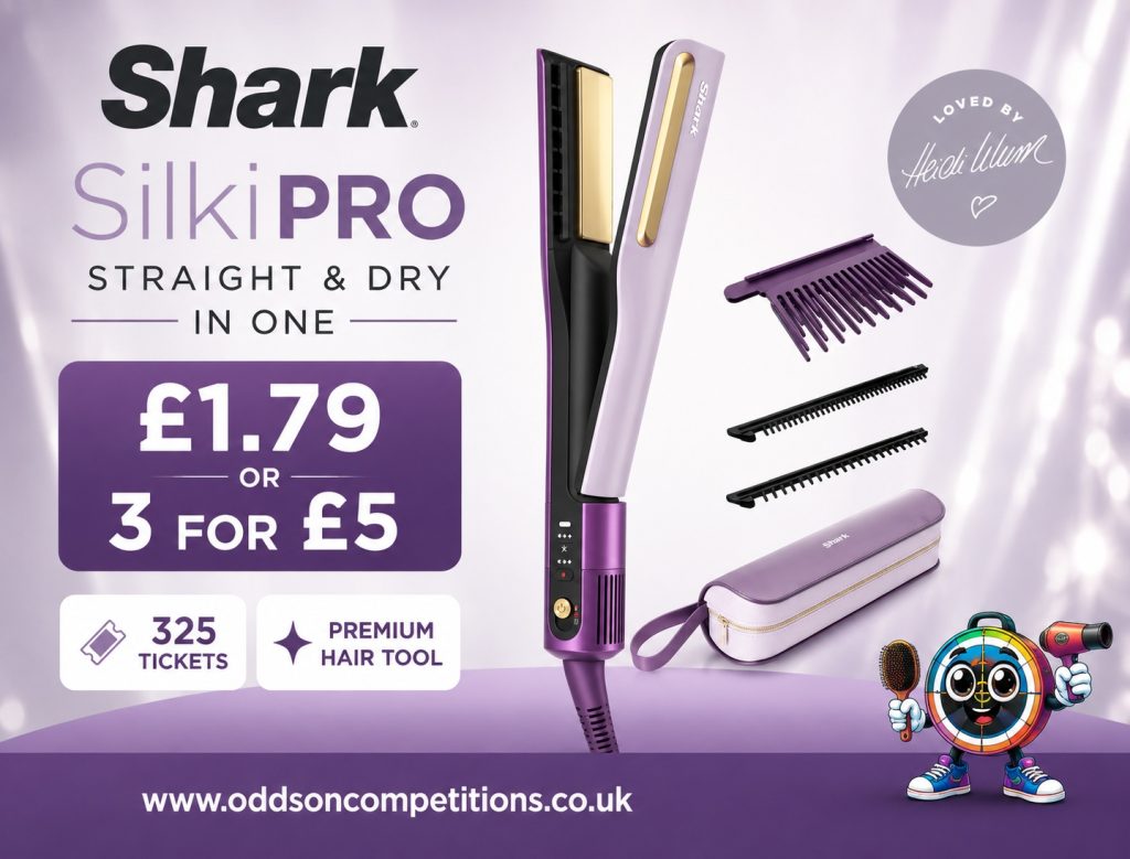 Win a Shark SilkiPRO Straight + Dry Hair Straightener – Plum Satin 💜 £1.79 or 3 for £5